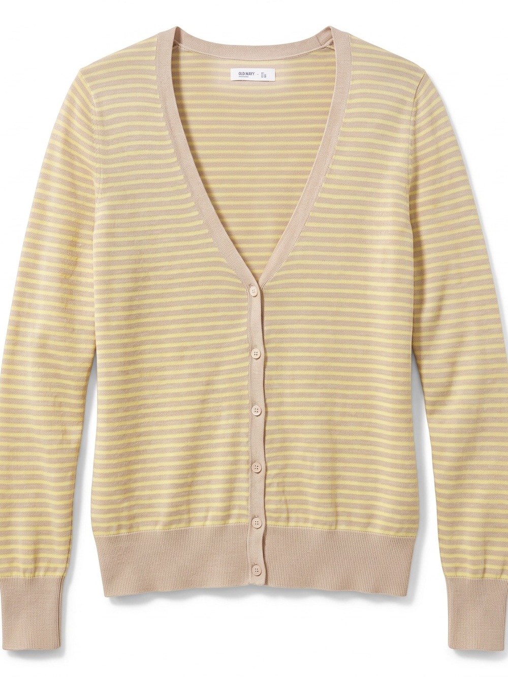 NWOT Old Navy Striped V-Neck Cardigan in Pale Yellow and Beige